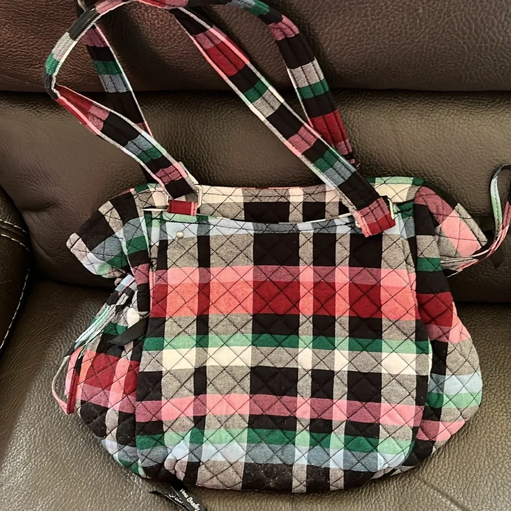 Vera Bradley ribbons plaid Glenna satchel and zip ID case